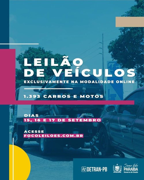 Chamada para o Leilão realizado nos dias 15, 16 e 17.